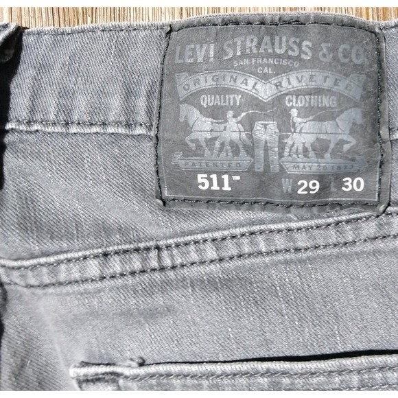 Levi's 511 Jeans Men's Size 29x30 Gray Faded Black Wash Denim - Picture 6 of 7